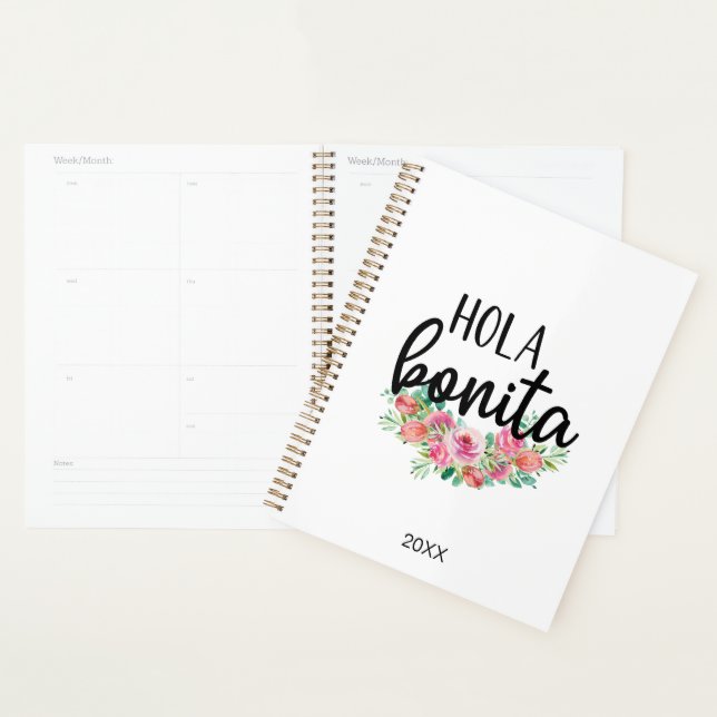 Agenda Hola Bonita Rosas españoles Typografía Moda modern (Demostración)
