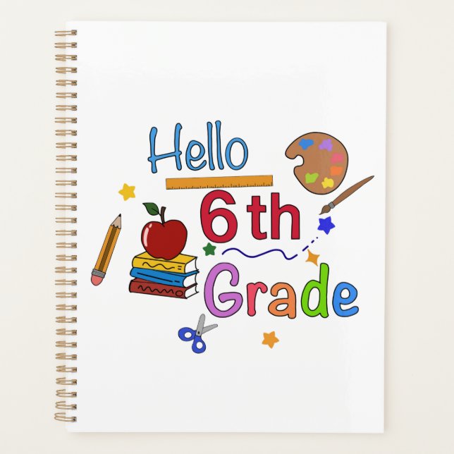 Agenda Hola sexto grado - Cute de vuelta al diseño escola (Anverso)