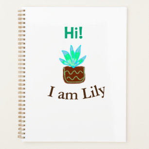 Agenda Hola soy Lily cactus succulum añadir nombre acuare