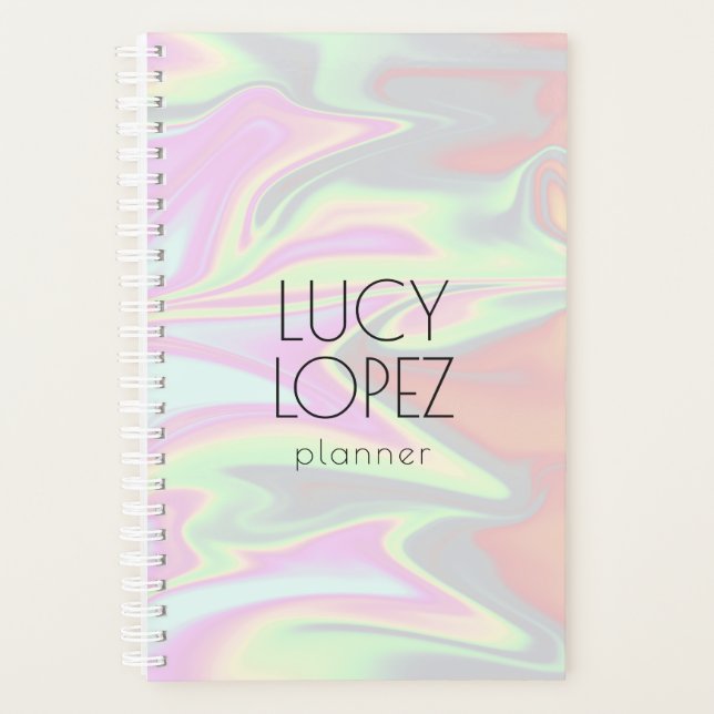 Agenda holográfico elegante y elegante de estilo bonito (Anverso)