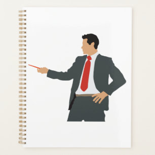 Agenda Hombre de negocios profesional con traje y puntero