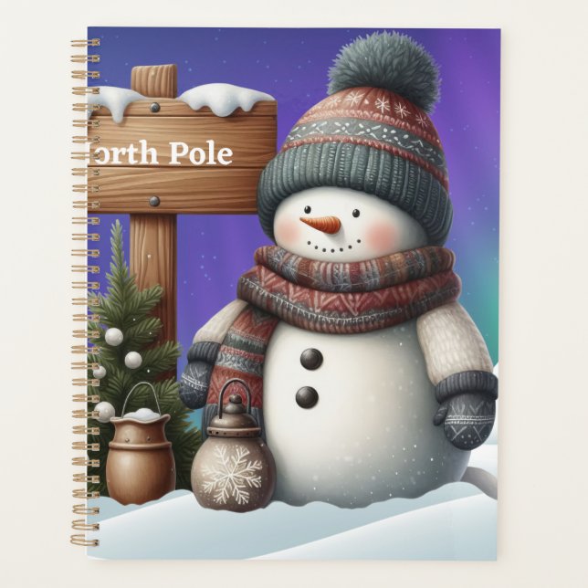 Agenda Hombre de nieve blanco en el Polo Norte con luces  (Anverso)