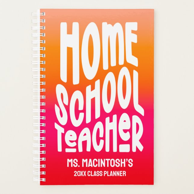 Agenda Homeschool Teacher Orange Red Ombre (Anverso)