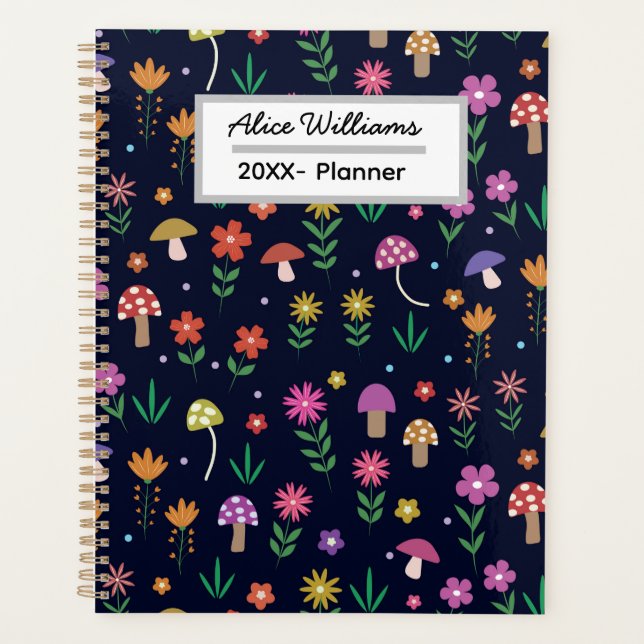Agenda Hongos con flores caprichosas personalizadas (Anverso)