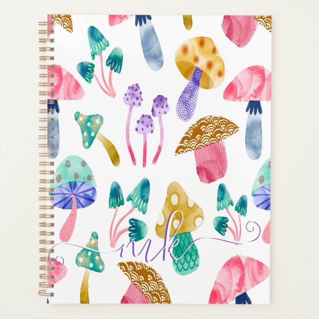 Agenda Hongos en acuarela lindos  (Anverso)