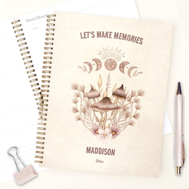 Agenda Hongos machistas celestes mágicos (Magical Celestial Mushroom Fungi Moon Boho Planner)