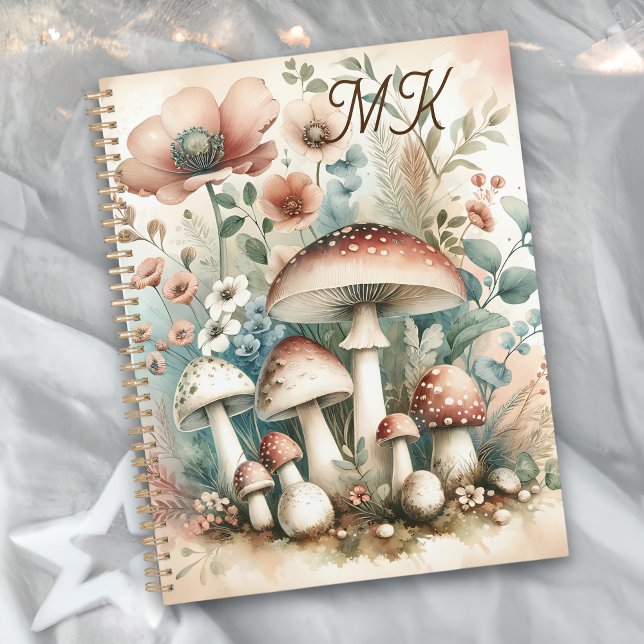 Agenda Hongos y flores monogramadas de núcleo de algodón (Subido por el creador)