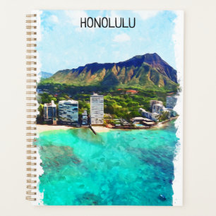 Agenda Honolulu Beach Hawaii Vista Viaje Vintage