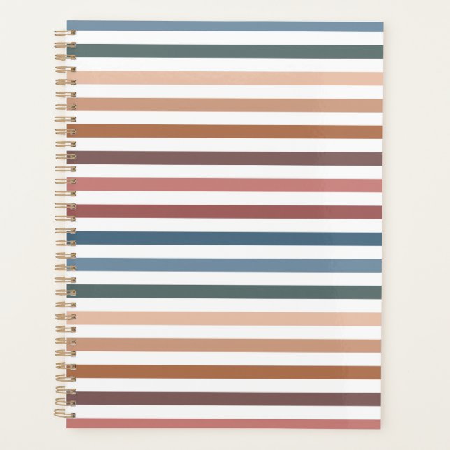 Agenda Horizontal Terracotta and Teal Stripes (Anverso)