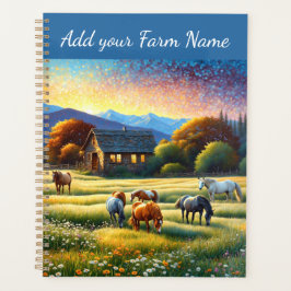 Agenda Horses on Farm Wildflower Meadow