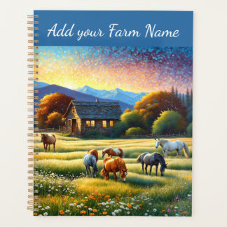Agenda Horses on Farm Wildflower Meadow