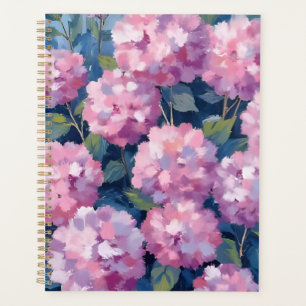 Agenda Hortensias de Color Rosa Claro Floral Acuarela
