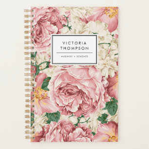 Agenda Hortensias de Marfil y Rosas de Jardín Rosadas Flo