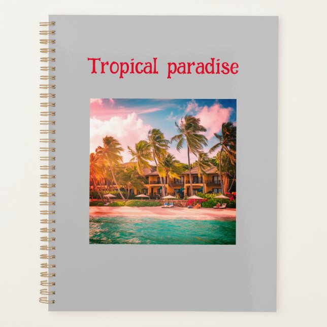 Agenda Hotel Tropical Beach Design Spiral Planner (Anverso)