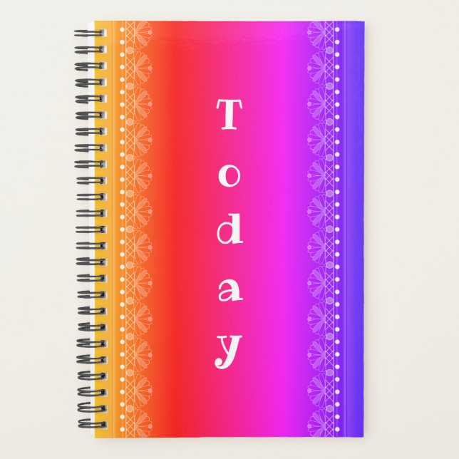 Agenda Hoy Plan Boho del patrón de encaje arcoiris (Anverso)