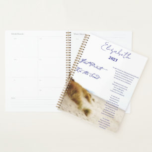 Agenda huellas en la arena personalizadas, año personaliz