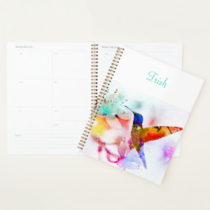 Agenda Hummingbird colorido y abstracto personalizado