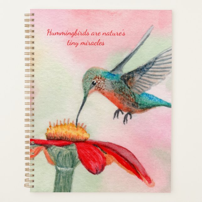 Agenda Hummingbird watercolor art planner (Anverso)