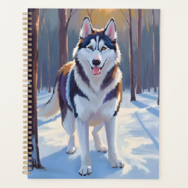Agenda Husky | Pintura de mascota de acuarela de invierno