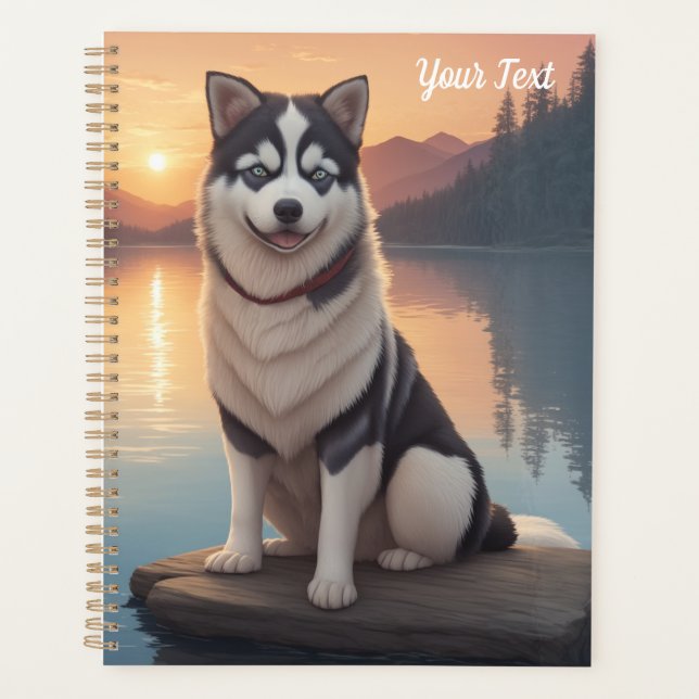 Agenda Husky siberiano junto al lago (Anverso)