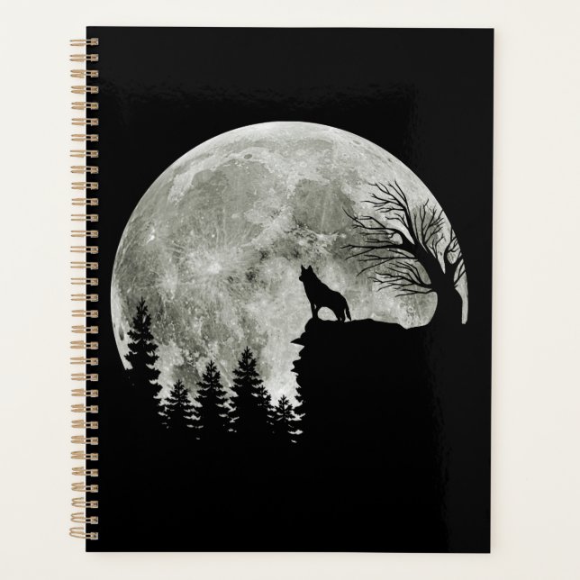 Agenda Husky Stand On Mountain Spooky Halloween Moon (Anverso)