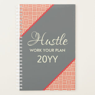 Agenda Hustle geométrico gris Naranja moderno 2019