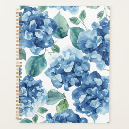 Agenda Hydrangea Blues | Patrón de flores de acuarela