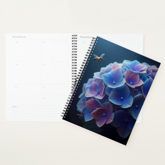 Agenda Hydrangeas Floral Púrpura y Azul (Demostración)