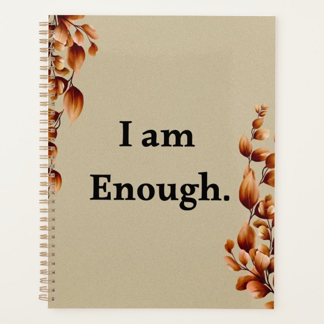 Agenda I Am Enough – Minimal Self Care Planner Cover (Anverso)