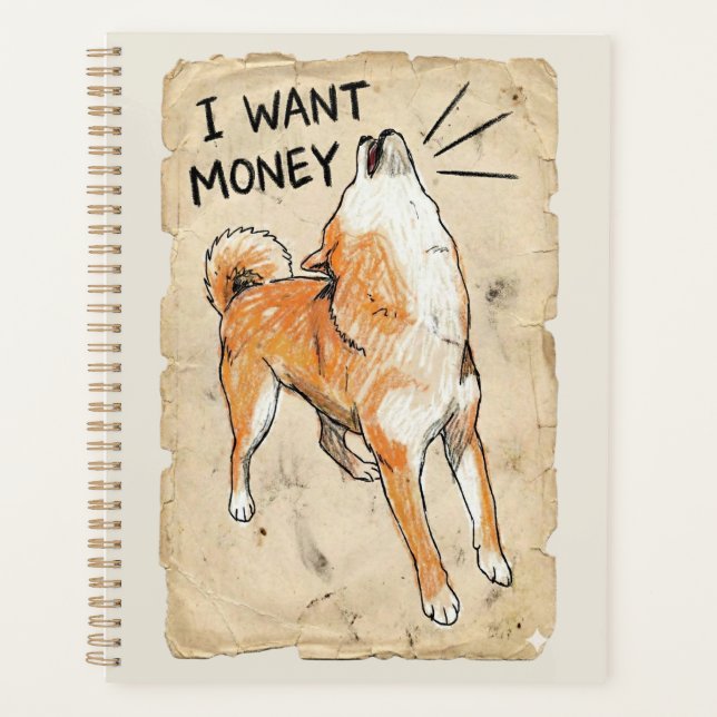 Agenda I Want Money – Screaming Shiba Inu Meme Art (Anverso)