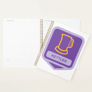 Agenda Icono de Ketles morados y amarillos modernos