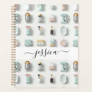 Agenda Iconos de cocina moderna nombre de guión de patrón