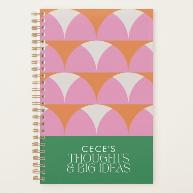 Agenda Ideas geométricas modernas de pensamiento verde ro (Anverso)