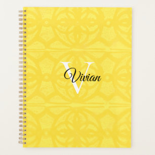 Agenda Iluminación de Batik Amarillo Elegante Nombre de M