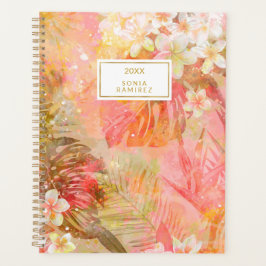 Agenda Ilusiones tropicales Palm acuarela hojas florales