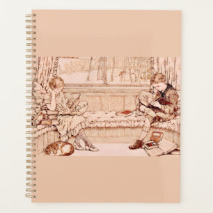 Agenda Ilustración acogedora de niños vintage leyendo