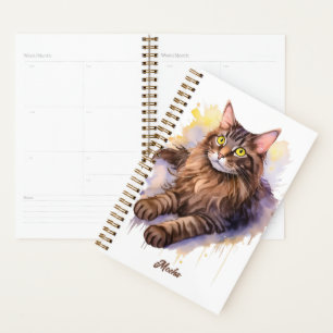 Agenda Ilustracion acuarela de gato blanco dulce