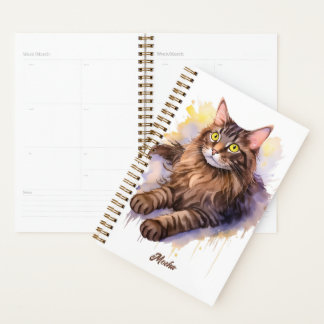 Agenda Ilustracion acuarela de gato blanco dulce
