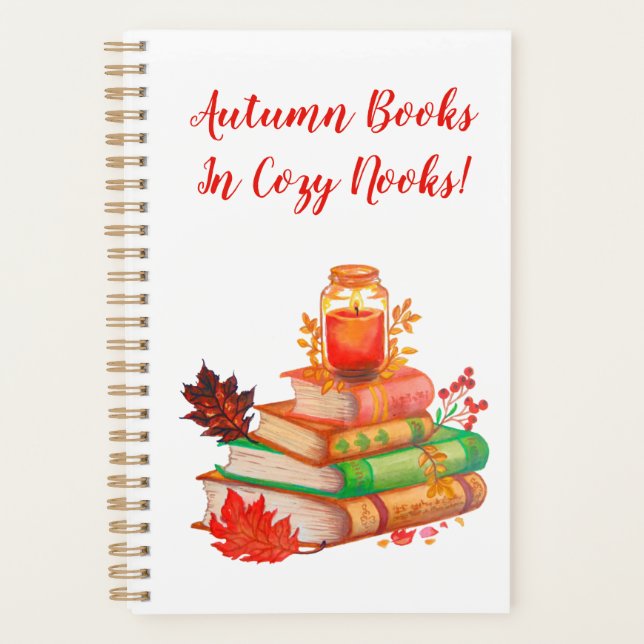 Agenda Ilustracion acuarela de libros de otoño (Anverso)