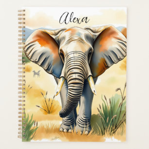 Agenda Ilustracion acuático de mamá y bebé elefante