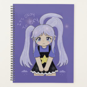Agenda Ilustración Adorable de una Chica Triste Dibujada