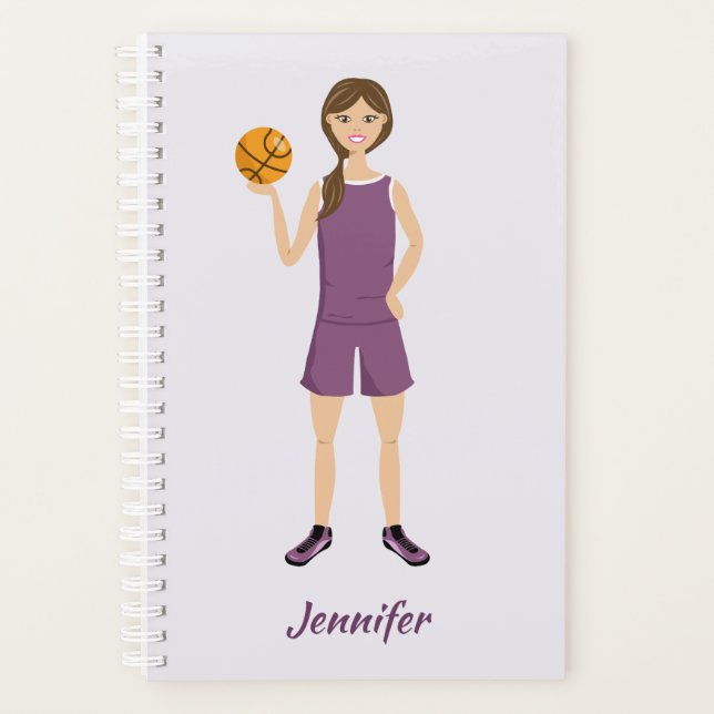 Agenda Ilustracion Chica De Baloncesto Con Nombre Persona (Anverso)