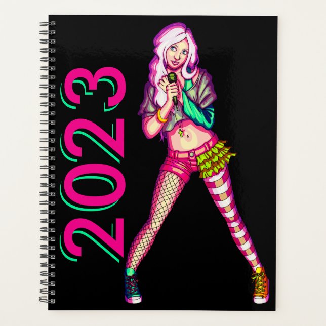 Agenda Ilustracion Cute Girly Neon Teen Popstar (Anverso)
