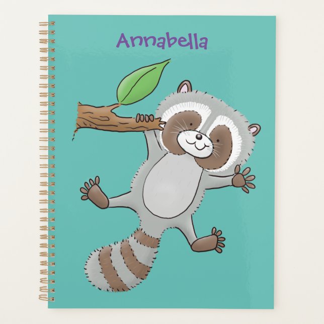 Agenda Ilustracion de bebé de raccoon feliz lindo (Anverso)