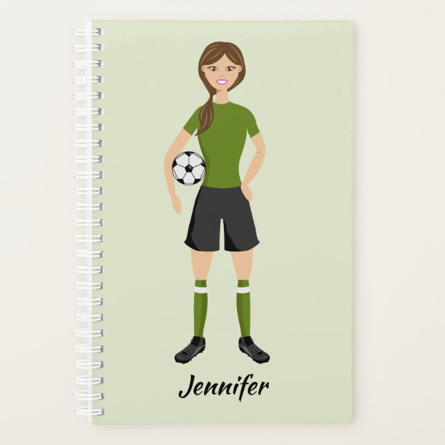 Agenda Ilustracion de Chica de fútbol con nombre personal (Anverso)
