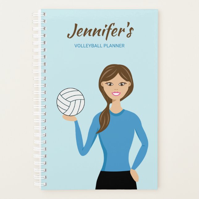 Agenda Ilustracion de Chica de voleibol y nombre personal (Anverso)
