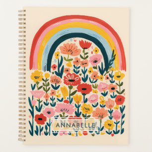 Agenda Ilustración de flores de arcoíris con monograma pe