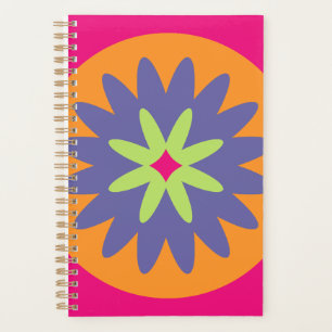 Agenda ilustracion de formas florales naranja y rosa