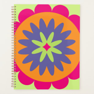 Agenda ilustracion de formas florales naranja y rosa