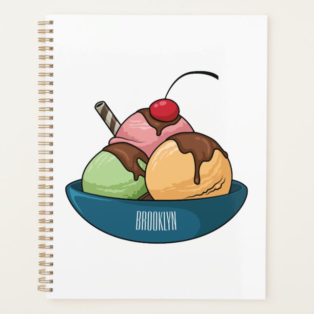 Agenda Ilustracion de helado personalizado (Anverso)
